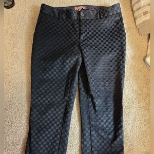 Banana Republic Black Trousers with Modern Checkerboard Design